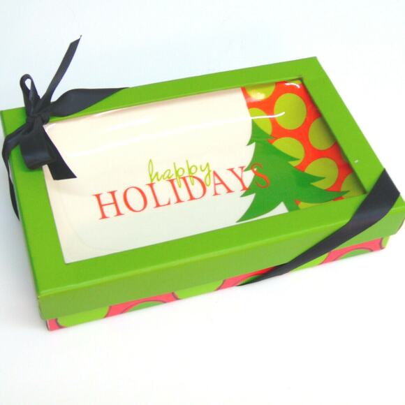Oak Patch Gifts Christmas Dish Happy Holidays Tree Tidbit Soap Dish Candy Nuts - Picture 1 of 3